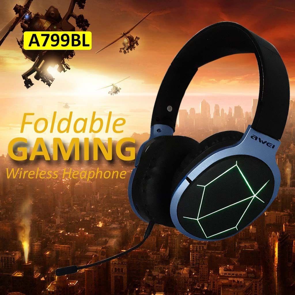 casque gaming bluetooth v5.0 avec microphone pliable a799bl