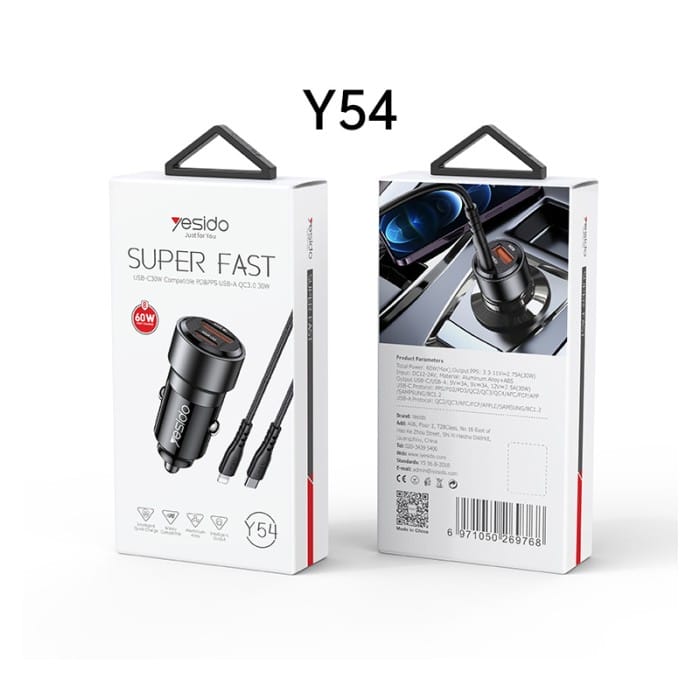 chargeur de voiture 60w y54 yesido