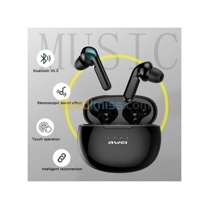 awei Écouteurs sans fil tws t15 noir