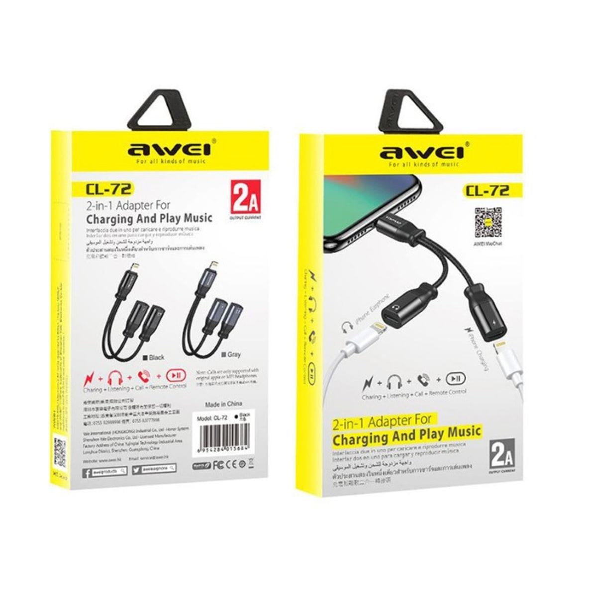 adaptateur lightning 2 en 1 cl 72 awei