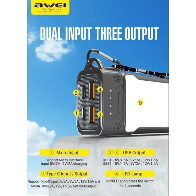 power bank 20000 mah p175k awei