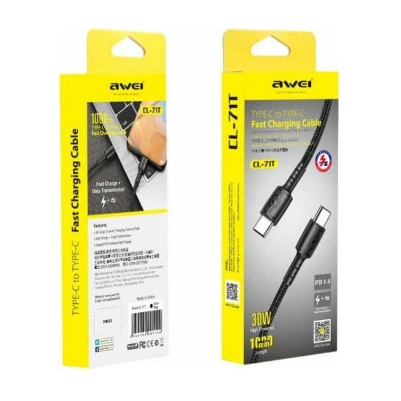 câble type c vers type c 30 w cl 71t awei