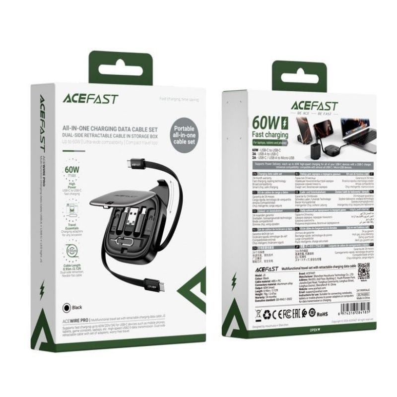 boite de câbles & adaptateurs multifonction 60w j3 acefast