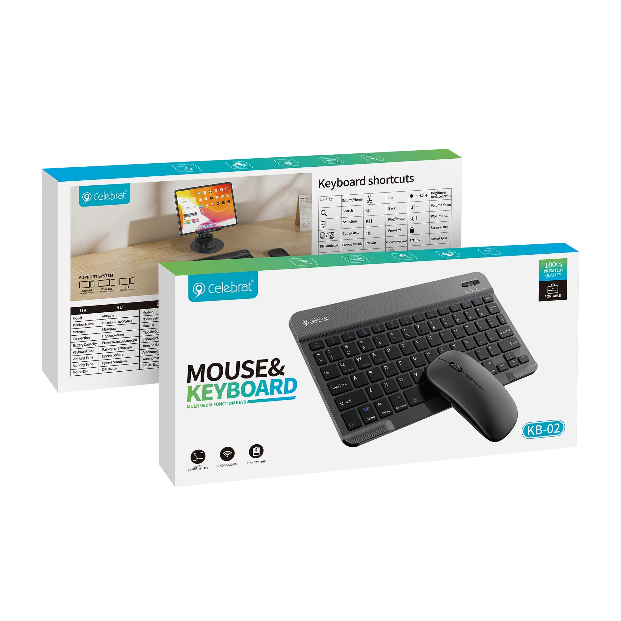 Clavier et souris Bluetooth KB-02 Celebrat