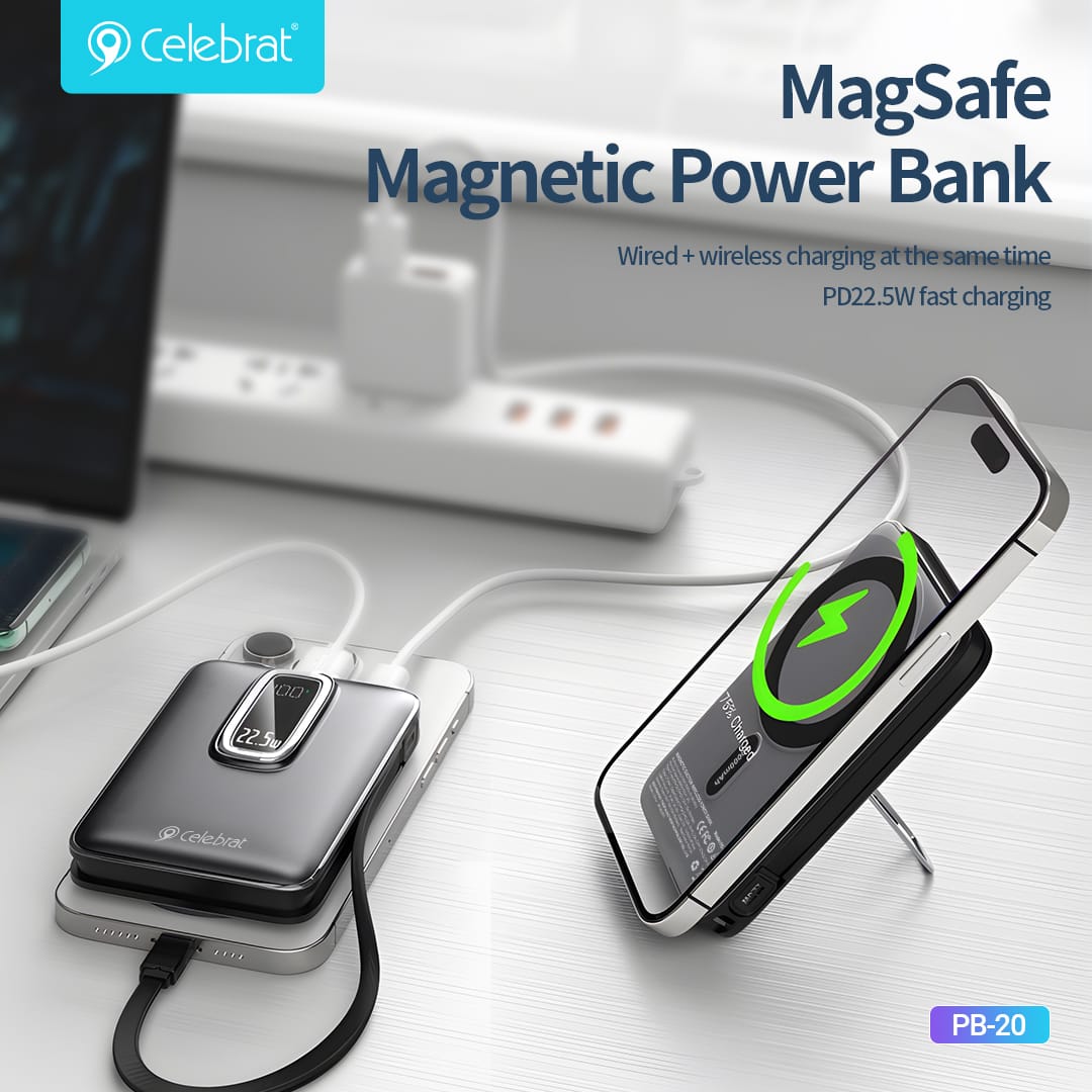 Power Bank Sans Fil & Filaire avec Support 10000mAh PB-20 Celebrat – Image 4