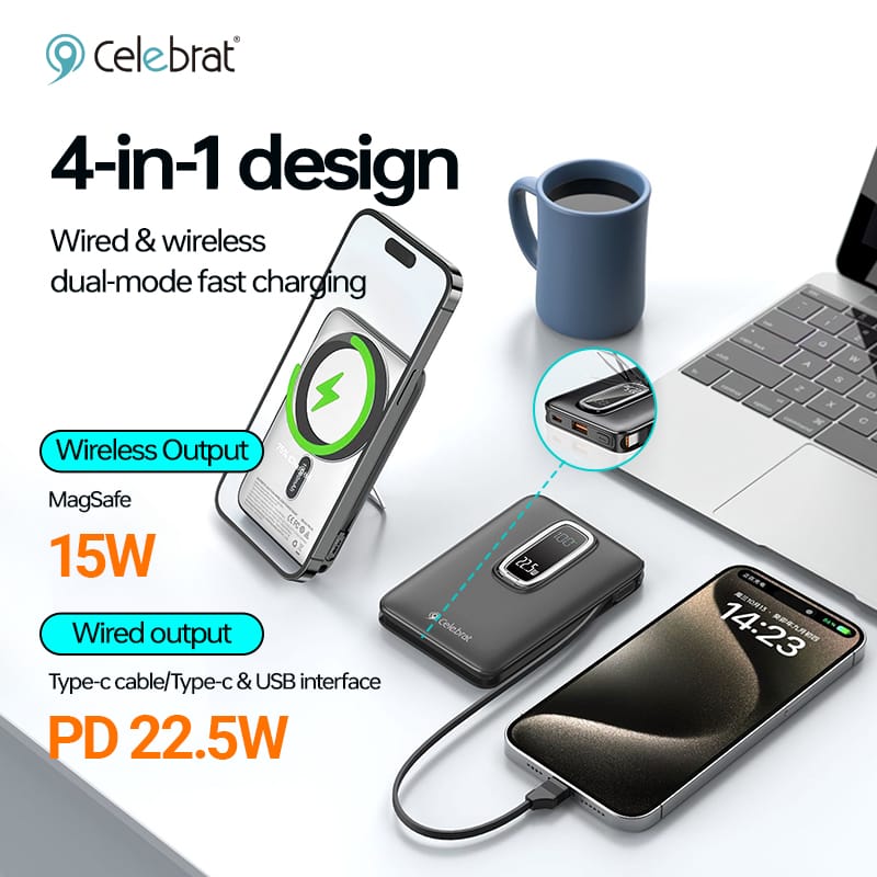 Power Bank Sans Fil & Filaire avec Support 10000mAh PB-20 Celebrat – Image 5