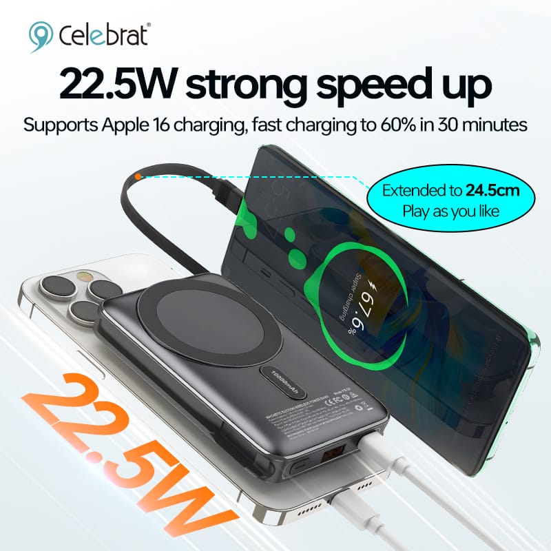 Power Bank Sans Fil & Filaire avec Support 10000mAh PB-20 Celebrat – Image 7