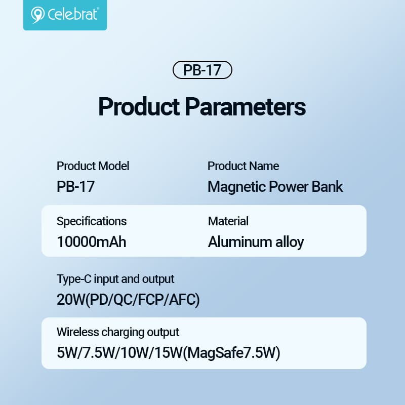 Batterie externe sans fil 10000mAh PB-17 Celebrat